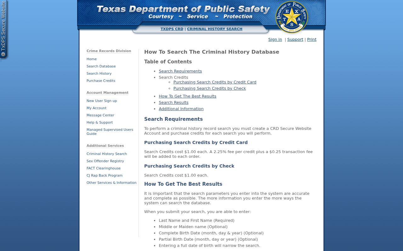Newton County criminal history DPS name search guidance